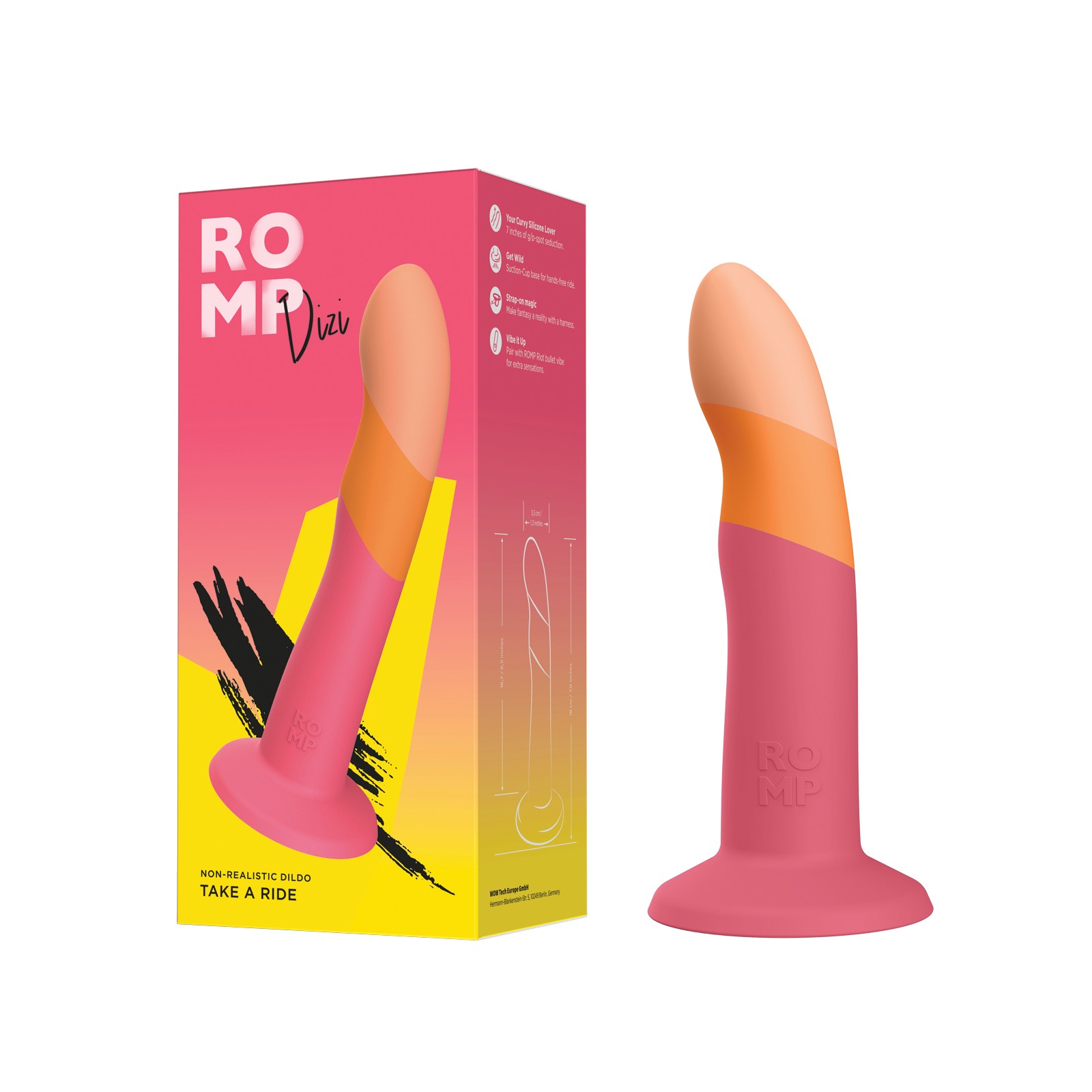 ROMP Dizi Colorful Dildo - Perfect for P-Spot and G-Spot