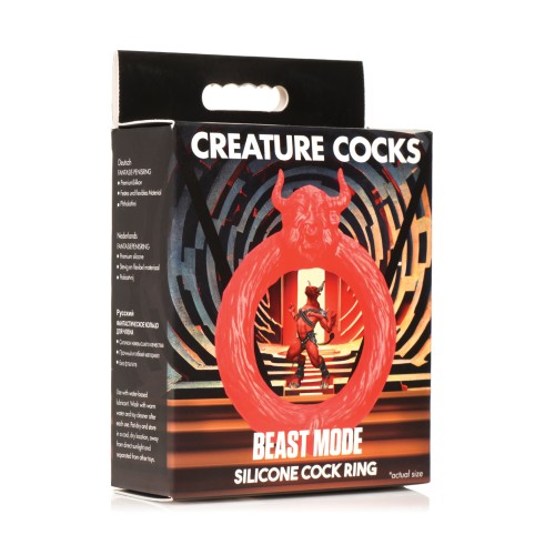 Beast Mode Silicone Cock Ring - Red for Intense Pleasure