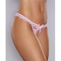 Adore Lace & Mesh Open Panty - Peach