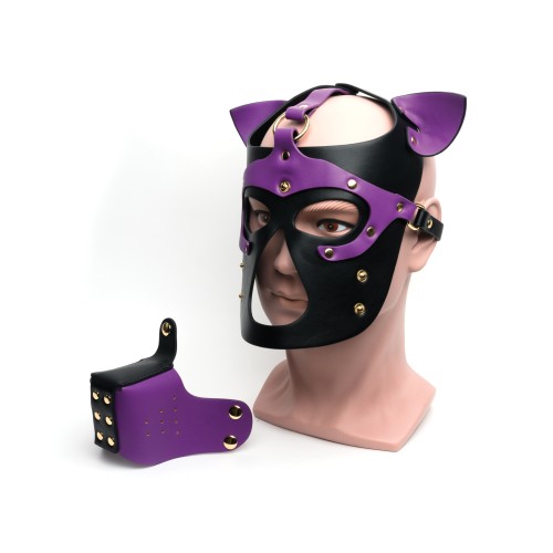 665 Bondage Pup Hood Black/Purple