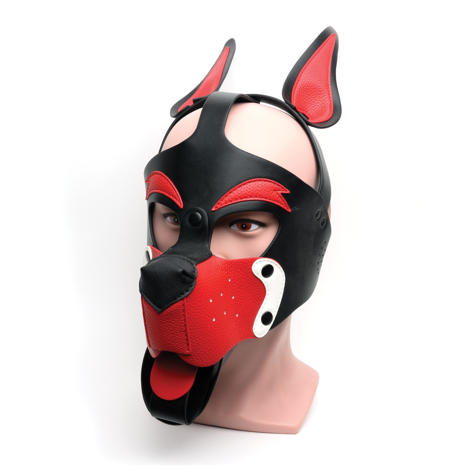 Puppy Play Hood - Black/Red/White