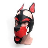 Puppy Play Hood - Black/Red/White