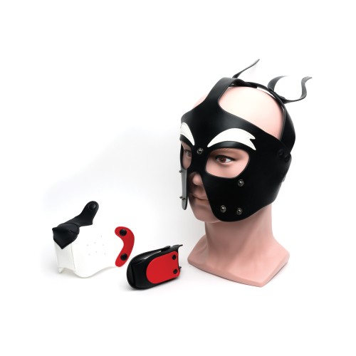 Playful Pup Hood Black White Red