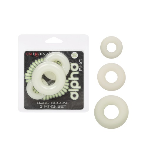 Alpha Liquid Silicone Glow in Dark Cock Ring Set of 3