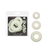 Alpha Liquid Silicone Glow in Dark Cock Ring Set of 3