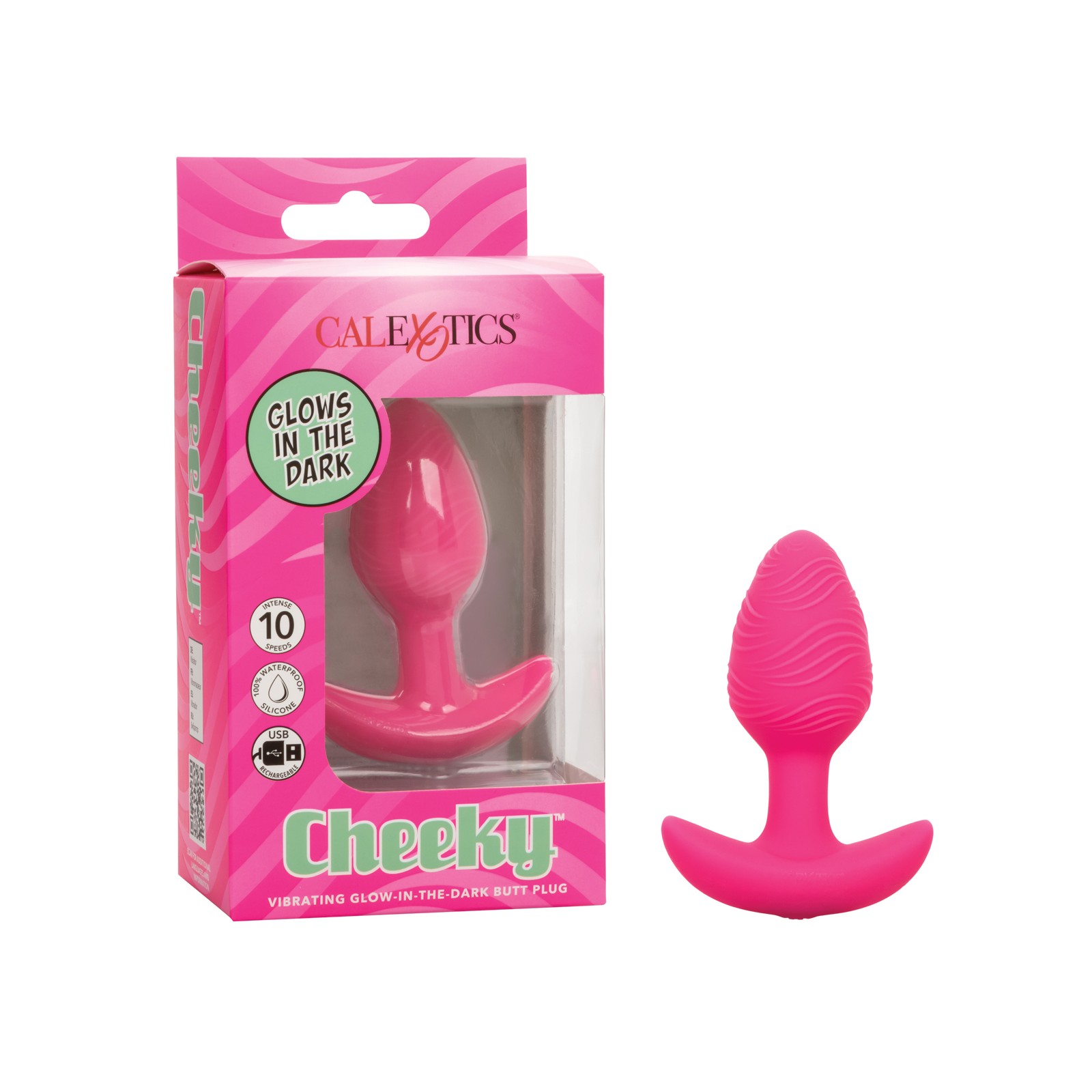 Cheeky Butt Plug Vibrador Brilla en la Oscuridad Rosa