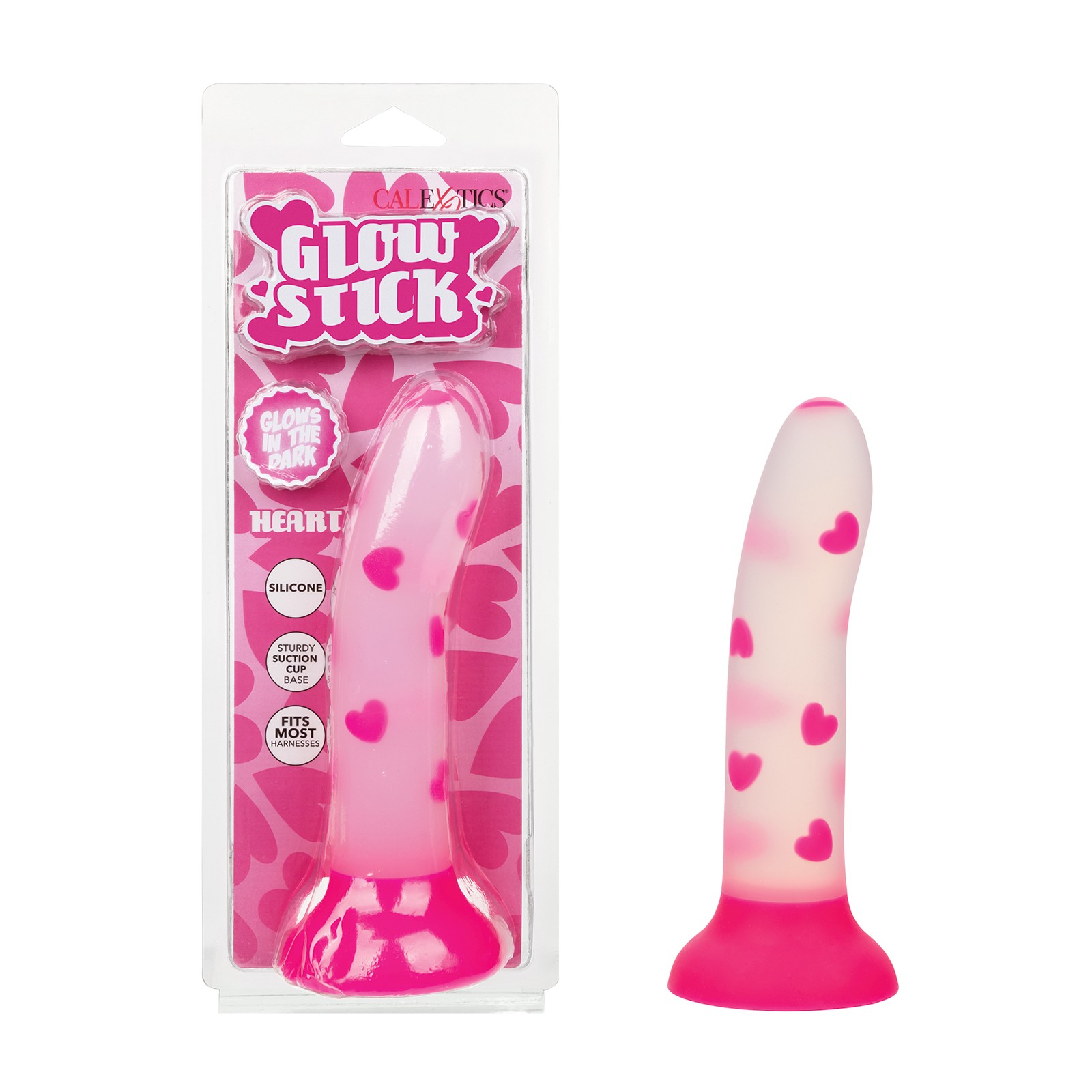 Glow Stick Heart Dildo Rosa Brilla en la Oscuridad