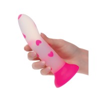 Glow Stick Heart Dildo Rosa Brilla en la Oscuridad