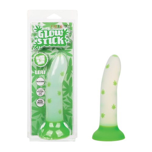 Glow Stick Leaf Suction Cup Glow-in-the-Dark Dildo - Green