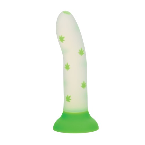 Dildo Glow Stick Leaf con Ventosa Brilla en la Oscuridad - Verde