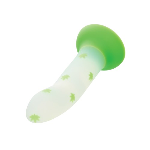 Glow Stick Leaf Suction Cup Glow-in-the-Dark Dildo - Green