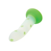 Glow Stick Leaf Suction Cup Glow-in-the-Dark Dildo - Green