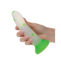 Glow Stick Leaf Suction Cup Glow-in-the-Dark Dildo - Green