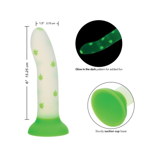 Glow Stick Leaf Suction Cup Glow-in-the-Dark Dildo - Green