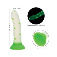 Dildo Glow Stick Leaf con Ventosa Brilla en la Oscuridad - Verde