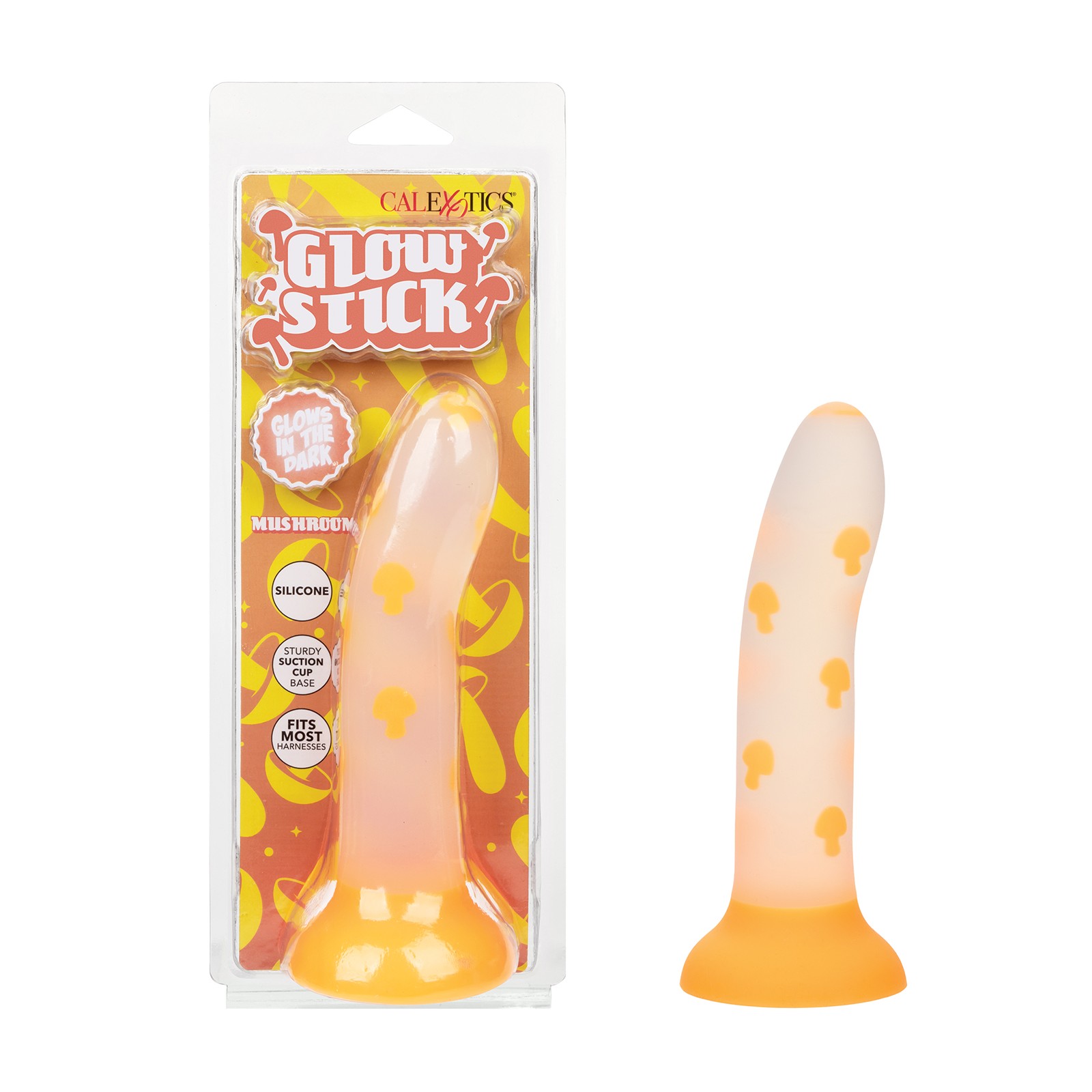 Dildo Glow Stick Mushroom Naranja Brilla en la Oscuridad Divertido