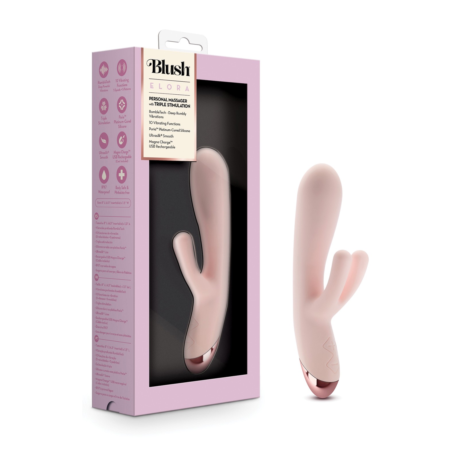 Vibrador Conejo Blush Elora para Estimulación del Punto G y Clítoris