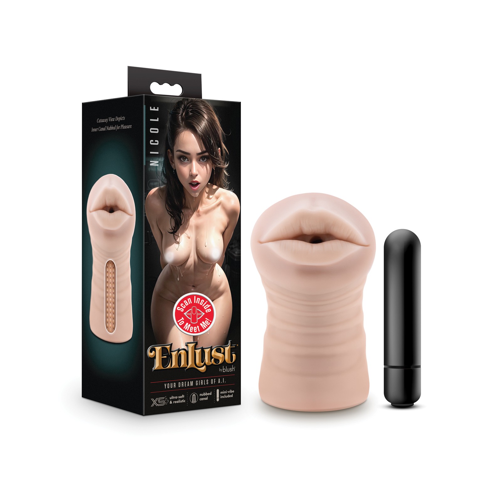 Blush EnLust Mouth Stroker w/Vibrating Bullet - Nicole