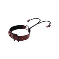 Saffron Collar with Nipple Clamps for BDSM Play