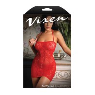 Red Vixen Halter Dress with Rhinestone Detail