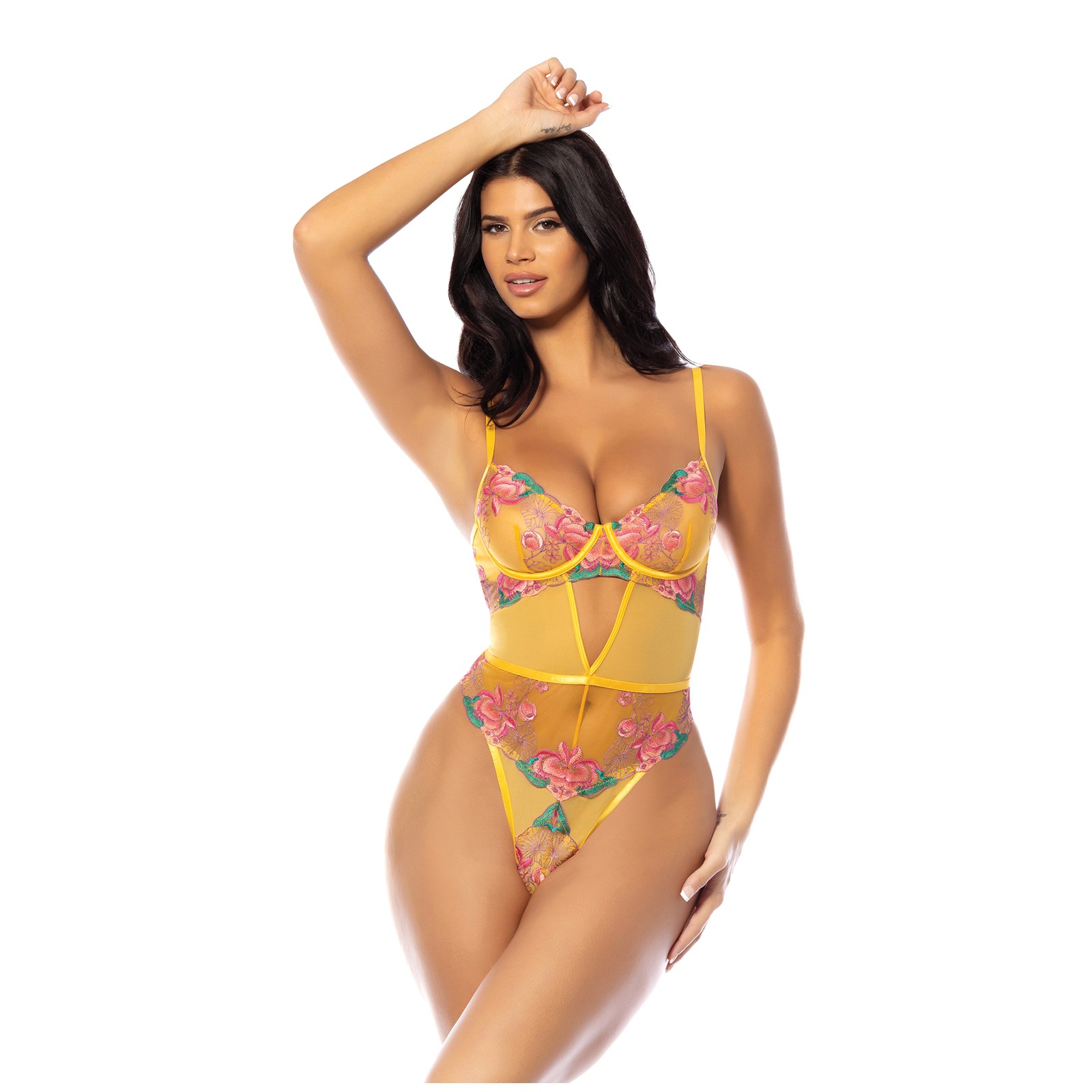 Elisabeth Underwire Embroidered Teddy Yellow