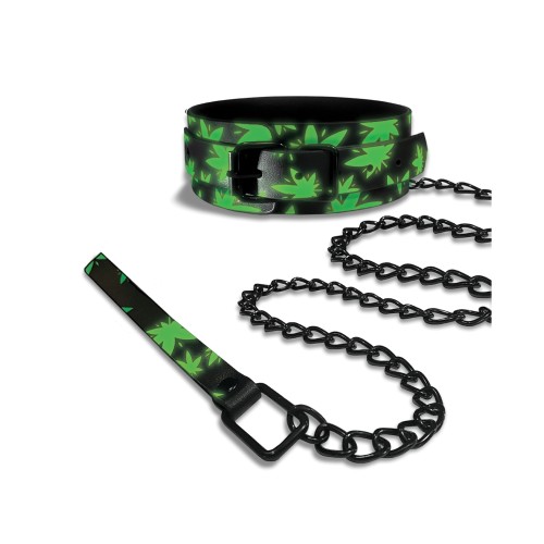 Stoner Vibes Glow in the Dark Collar and Leash Set