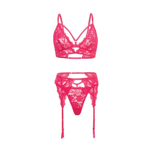 Aphrodite Lace Keyhole Bralette with Garters Raspberry