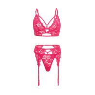 Aphrodite Lace Keyhole Bralette with Garters Raspberry