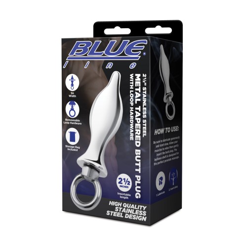 Blue Line Tapered Steel Butt Plug - Temperature Play