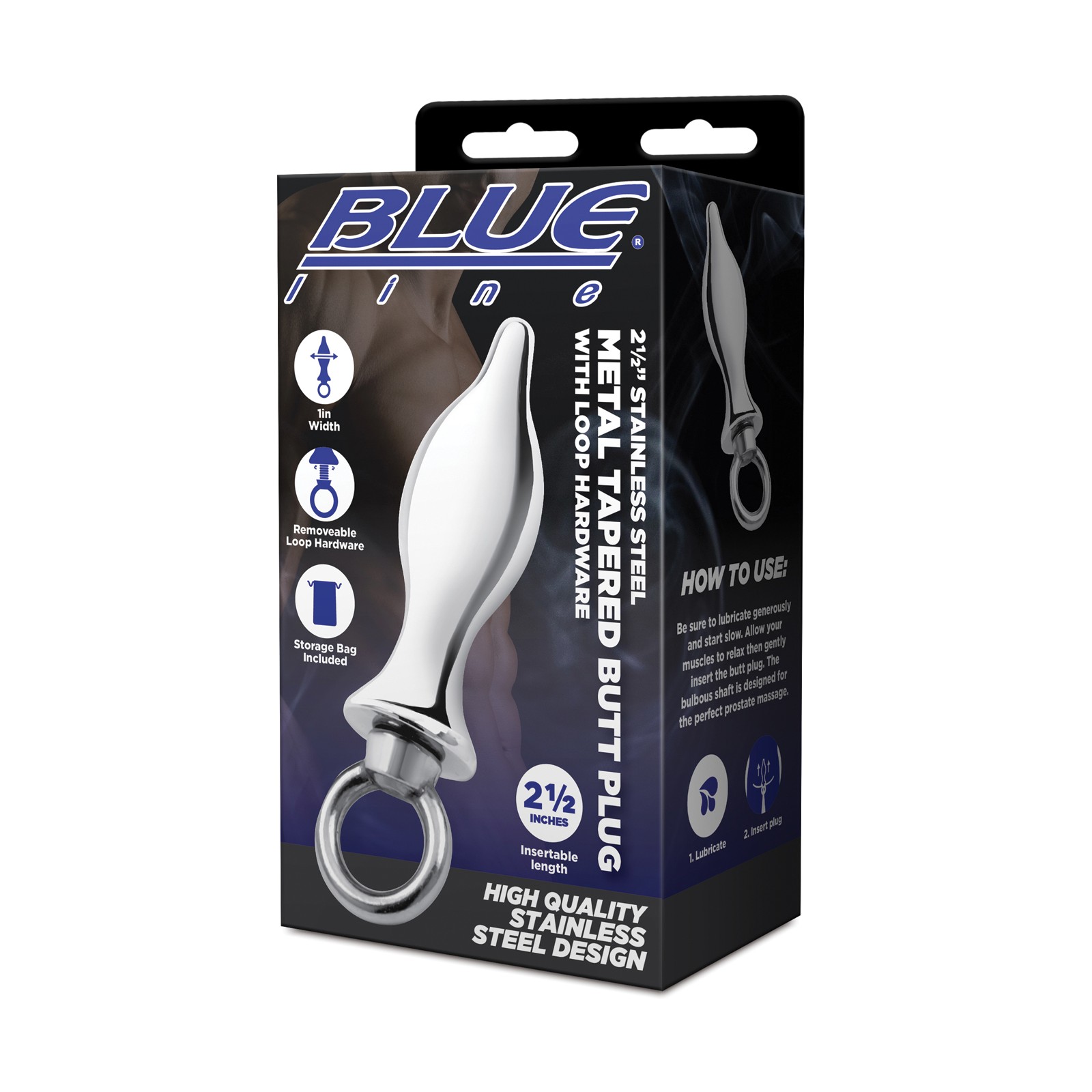 Blue Line Tapered Steel Butt Plug - Temperature Play