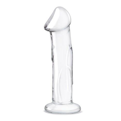 Glas Dildo de 6" con Venas y Base Plana