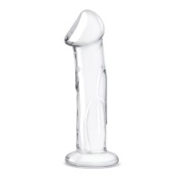 Glas Dildo de 6" con Venas y Base Plana