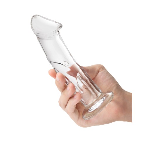 Glas Dildo de 6" con Venas y Base Plana