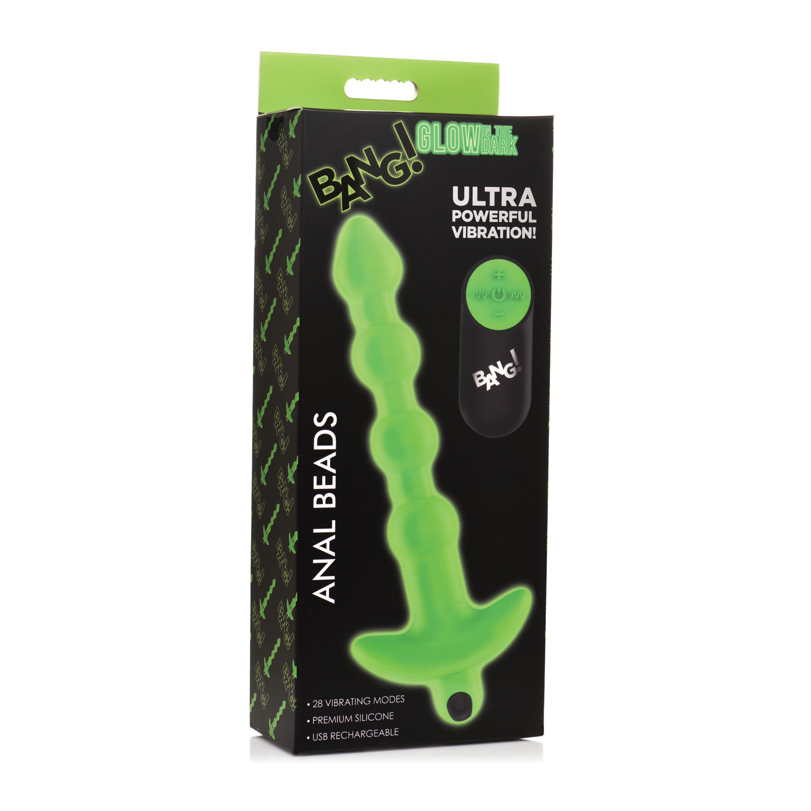 Bang! Glow in the Dark 28X Remote Controlled Anal Beads