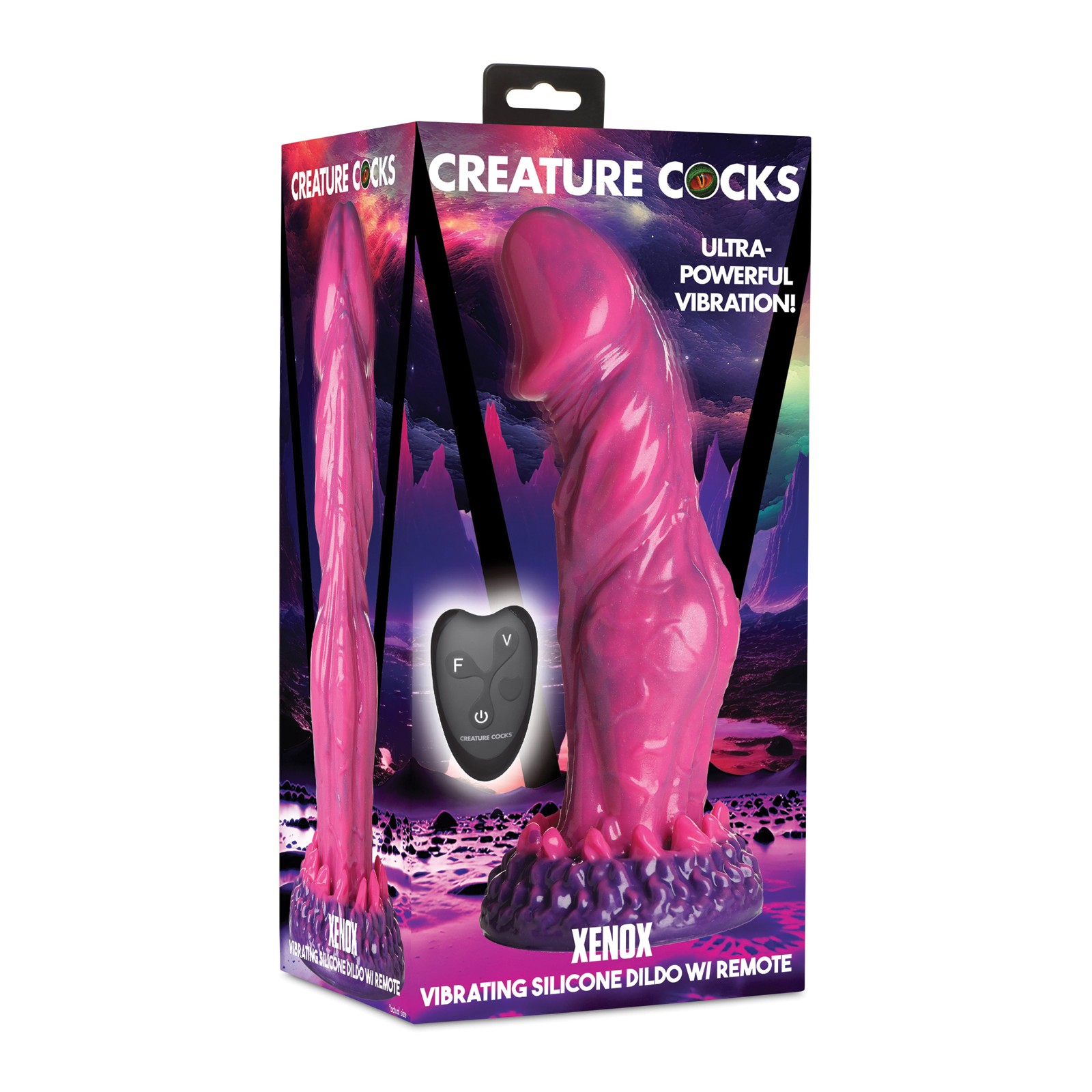 Dildo Vibrador Xenox Creature Cocks Control Remoto Rosa Púrpura