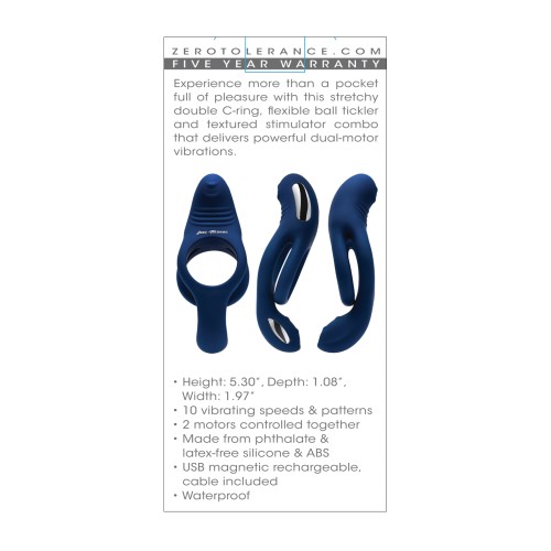 Zero Tolerance Cock and Ball Vibrator Blue