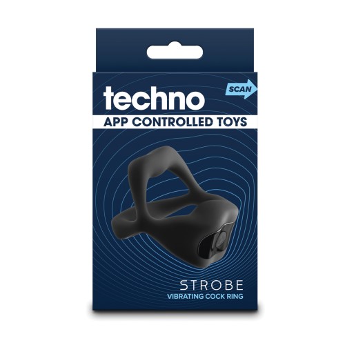 Techno Strobe App Controlled Cock Ring Black