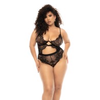 Floral Lace Underwire Teddy - Black