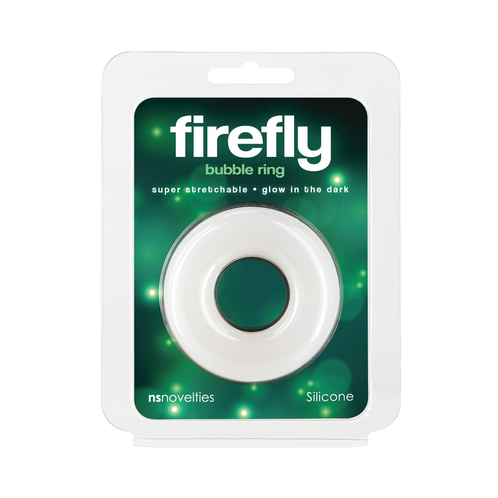 Firefly Glow-in-the-Dark Bubble Cock Ring - Large White