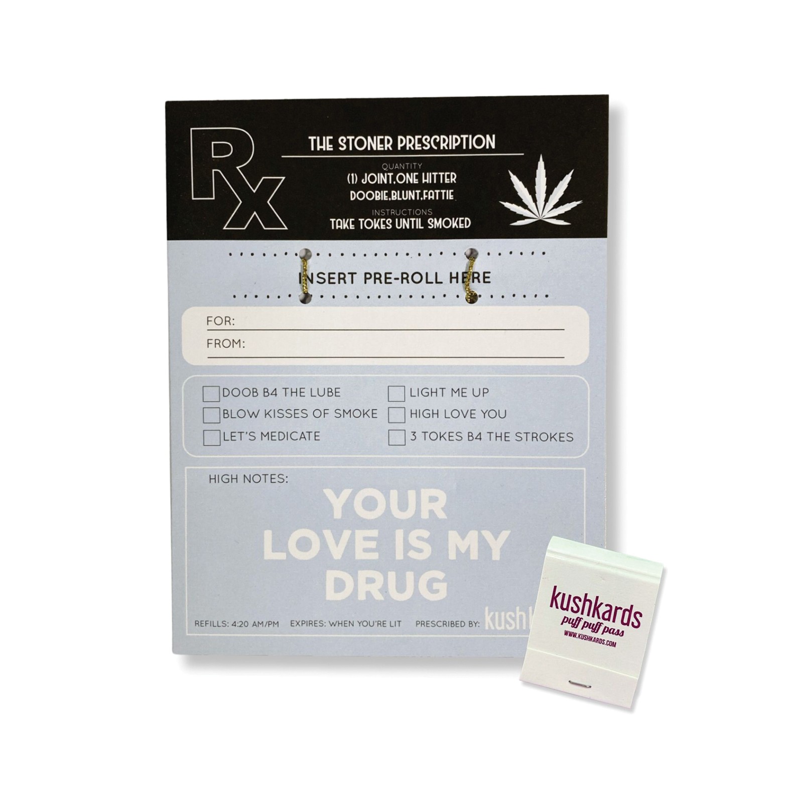 Tarjeta de Felicitación Prescripción Stoner con Cerillos