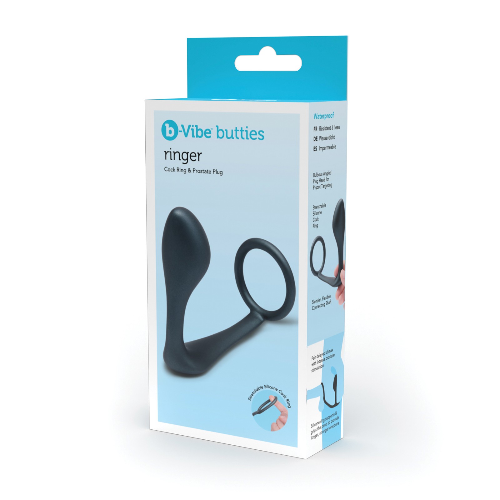 b-Vibe Anillo para el Pene y Plug Prostático Negro