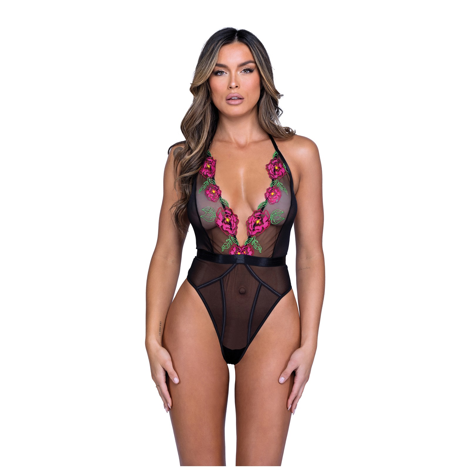 Peony Paradise Teddy - Black Feminine Charm