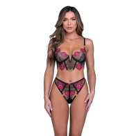 Peony Paradise Bra Set - Black XL