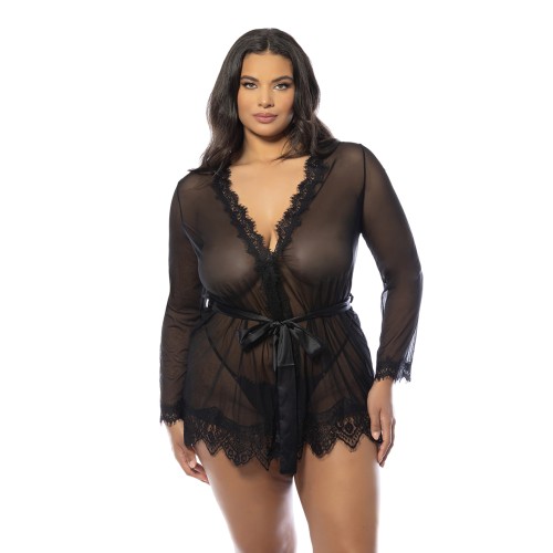 Provence Sheer Shortie Robe - Black 1X/2X