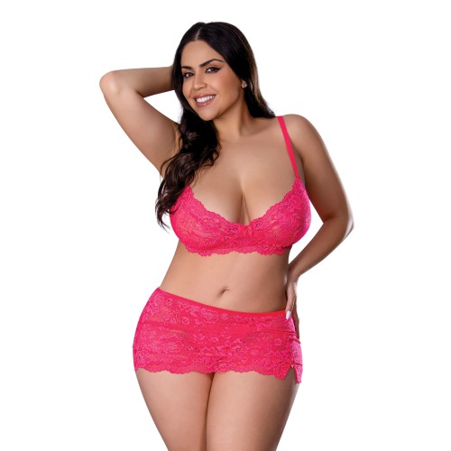 Get It Girl Lace Bra Skirt Thong Set - Flirty & Fun