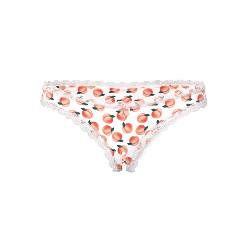 Sweet Treats Crotchless Boy Short with Peach Lube - White QN