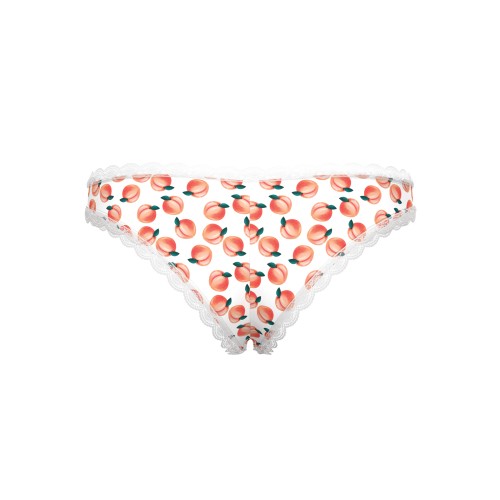 Sweet Treats Crotchless Boy Short with Peach Lube - White QN