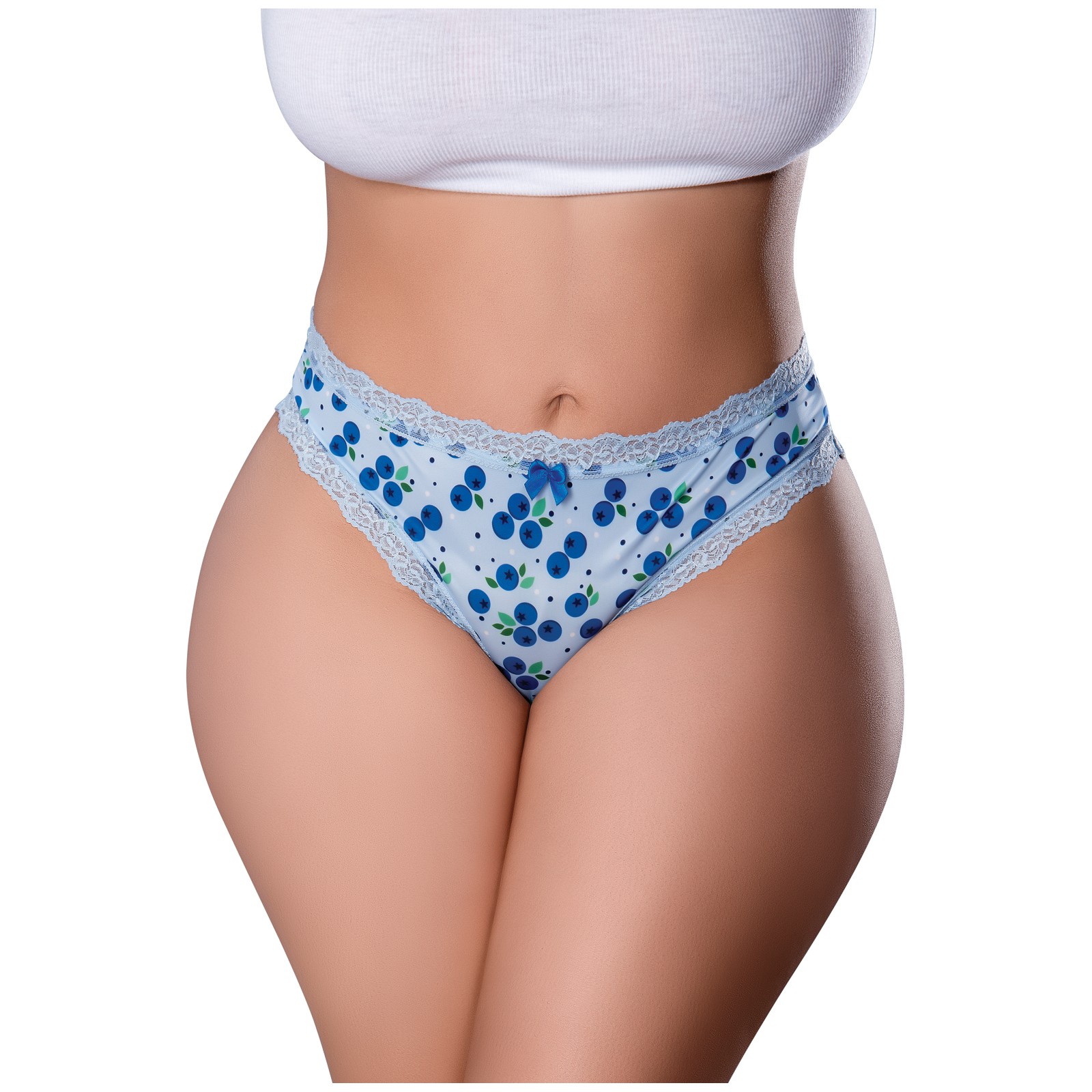 Tanga Crotchless Sweet Treats con Lubricante Comestible Azul