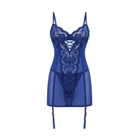 Kehlani Underwire Babydoll with Garters - Cobalt Blue