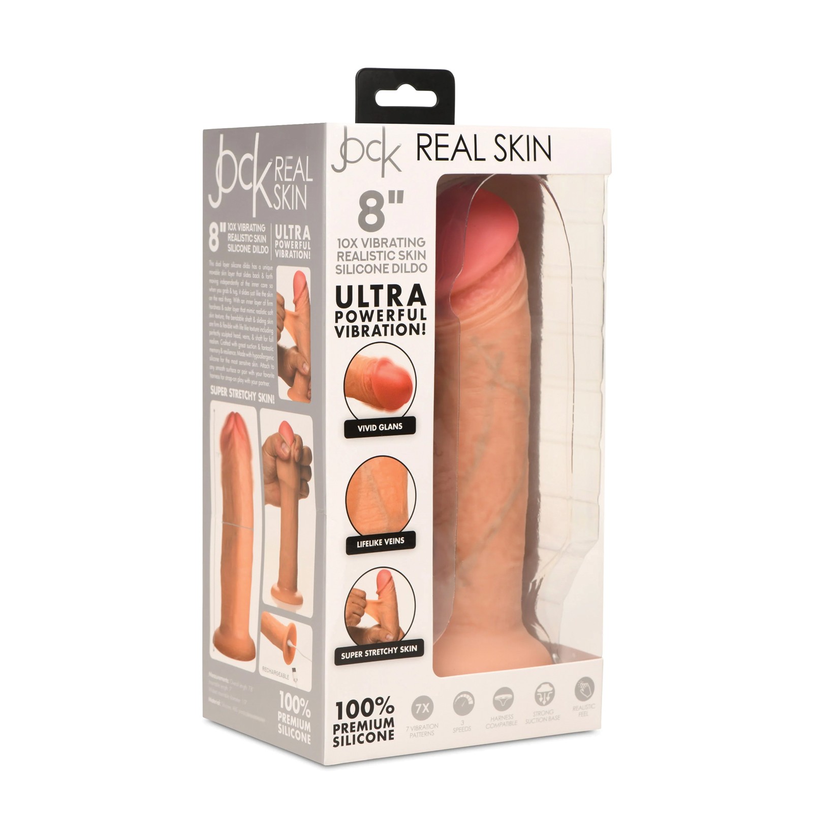 Dildo Vibrador de Silicona Realista de 8" Jock Curve Toys